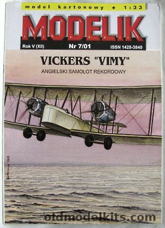 Modelik 1/33 Vickers Vimy, 7-01 plastic model kit